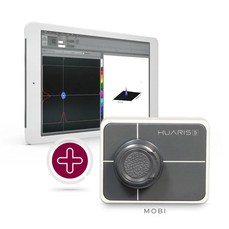 Portable laser beam profiler Huaris Five Mobi with dedicated laser monitoring software power meter